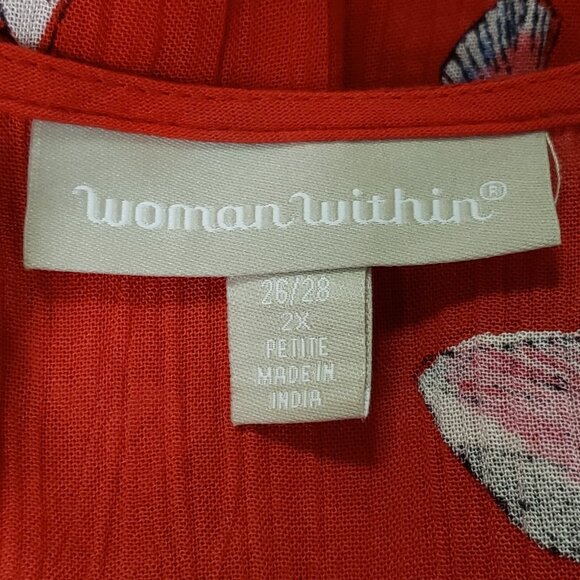 Woman Within Woven Maxi Boho Tropical Dress Size 2X Red Vacation Travel Island - Picture 4 of 14